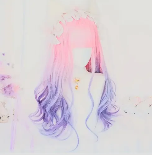   de cabelo sintético longo e ondulado em   rosa - Temu Brazil