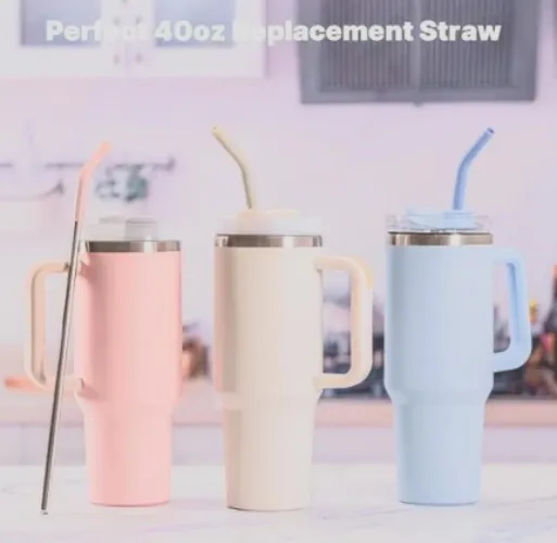 Copo Garrafa Térmica Grande Em Aço Inox Com Alça E Canudo Metal 1200ML