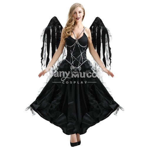 【In Stock】Halloween Cosplay Dark Angel Long Dress Cosplay Costume - XL