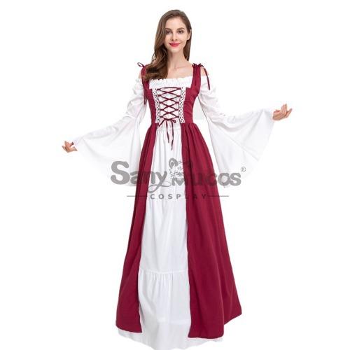 【In Stock】Halloween Cosplay Medieval Dress Cosplay Costume - Red / XL