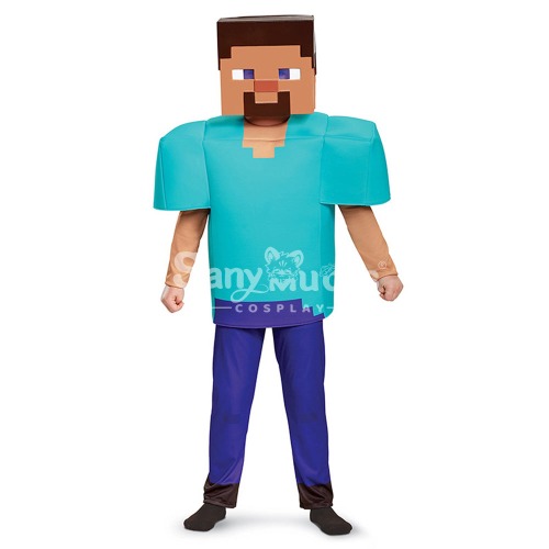 【In Stock】Game Minecraft Cosplay Steve Cosplay Costume Kid Size - XL