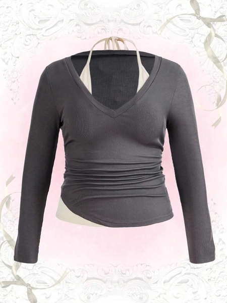 Plus 2 In 1 Ruched Tee