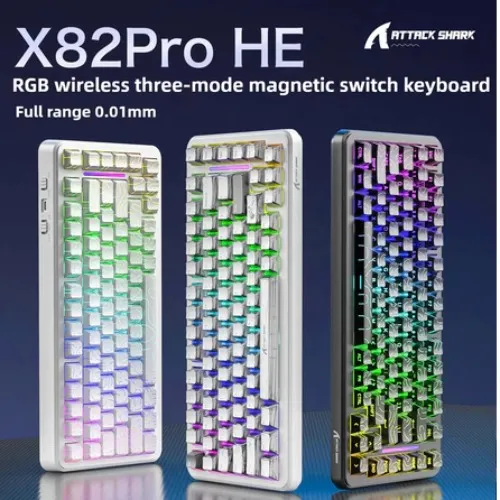 ATTACK SHARK X82PRO HE Wireless 3 Mode Mechanical Keyboard Magnetic Switch Rapid Trigger 8K