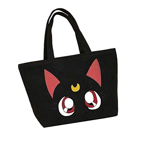 Kerr's Choice Small Tote Luna Bag Black Cat Animie Moon Lunch Bag Kawaii Lunch Bag Cute Black Kitty Bag