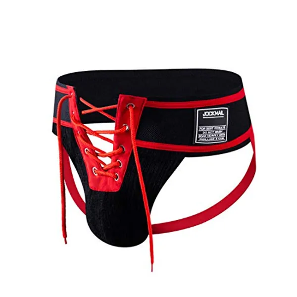 JOCKMAIL Men's Briefs Jock Strap Athletic Supporter Wide Belt Comfortable Men Sport Underwear Briefs for Gym Sport - Medium - Red