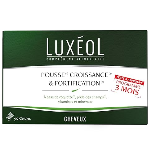 LUXEOL - Pousse Croissance & Fortification - Complément Alimentaire - Roquette, Prêle Des Champs, Zinc, Cuivre, Sélénium, Vitamine B8 & B6 - H/F - Fabriqué En France - Programme 3 Mois - 90 Gélules - Gélules