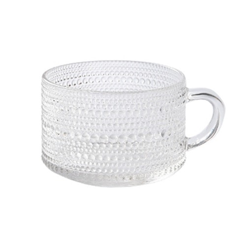 Embossed Trendy Glass Mug Coffee Cup - Dewdrop