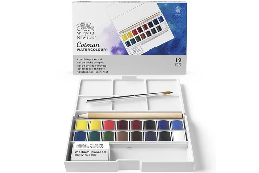 Winsor & Newton Cotman Aquarelle Set De Poche Complet 16 Demi-Godets - Set de poche complet - 190.5 g (Lot de 1)