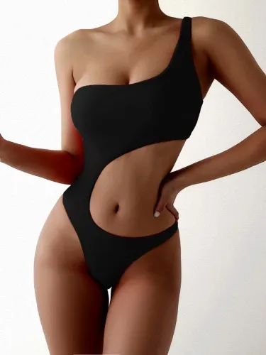 Cut Out One Shoulder One Piece Swimsuit | SHEIN USA