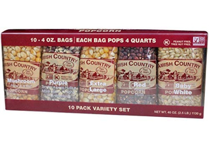 Amish Country Popcorn | 4 Ounce Variety Kernel Gift Set (10 Pack Assorted) | Old Fashioned, Non-GMO and Gluten Free (4oz Each, 10ct Total) - Gift Set 4 Ounce (Pack of 10)