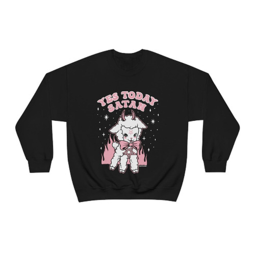 Yes Today Satan Crewneck Sweatshirt - L / Black