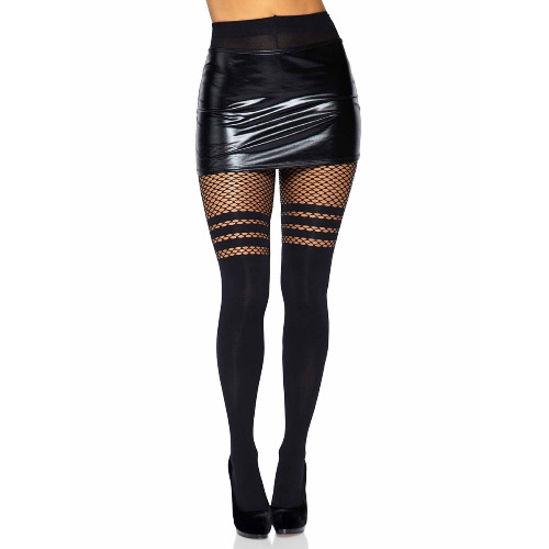 Leg Avenue | Faux Thigh High Fishnet Stockings - OS / Black