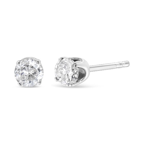 14K White Gold 1/4 Cttw Lab Grown Diamond 4-Prong Classic Solitaire Stud Earrings (G-H Color, VS2-SI1 Clarity) - 0.25 / White