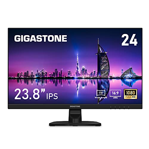 Gigastone 24 inch IPS Gaming LED Monitor 75Hz FHD 1920 x 1080, 1080P 178° Wide View Frameless Computer Monitor 5ms, Built-in Speakers, Eye Care Technology, Ergonomic Tilt VESA Mount, HDMI VGA - 24 inch IPS Monitor - 24 inch 1-Pack