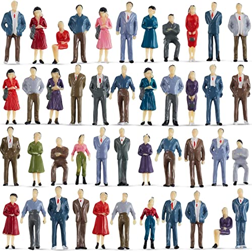80 Pcs Mini People Figurines 1:50 Scale Model Trains Architectural Painted People Figures Tiny People Plastic Miniature Figurines Sand Tray Miniatures Sitting Standing Toy People for Miniature Scenes