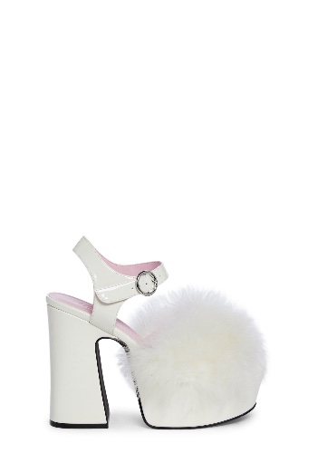 Blushin' N' Crushin' Marabou Heels - White | WHITE / US 11