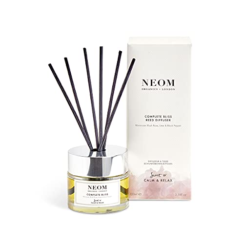 Neom- Complete Bliss Luxury Reed Diffuser, 100ml | Blush Rose, Lime & Black Pepper | Scent To De-stress