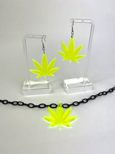 Marijuana Earrings, 420, Pot, THC, Rave Festival Earrings, Neon UV earrings