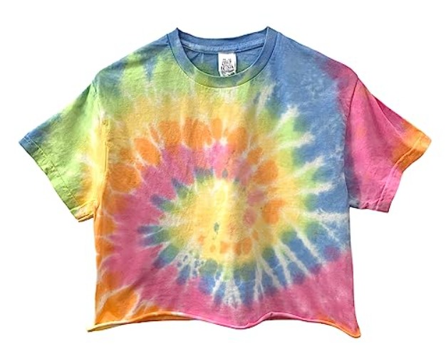 Era of Artists, LLC Pastel Rainbow Tie-Dye Unisex Short Sleeve Cropped Tee - X-Large - Pastel Rainbow