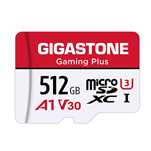[Gigastone] 512GB Micro SD Card, Gaming Plus, MicroSDXC Memory Card for Nintendo-Switch, Wyze, GoPro, Dash Cam, Security Camera, 4K Video Recording, UHS-I A1 U3 V30 C10, up to 100MB/s, with Adapter - Gaming Plus 512GB 1-Pack