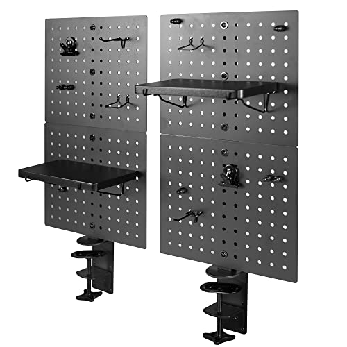 VIVO Steel Clamp-on Desk Pegboard, 24 x 20 inch Privacy Panel, Magnetic Peg Board, Office Accessory Organizer, Above or Under Desk Placement, Black, PP-DK24B - 24"