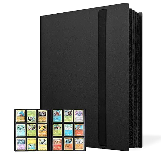 Trendiphy 540 Pockets Trading Card Binder, 9 Pocket, 30 Pages Premium Double Side Pocket for Hockey Cards, Baseball, MTG, Yugioh, Business Cards Album with Secure Elastic Strap (Black) - Black