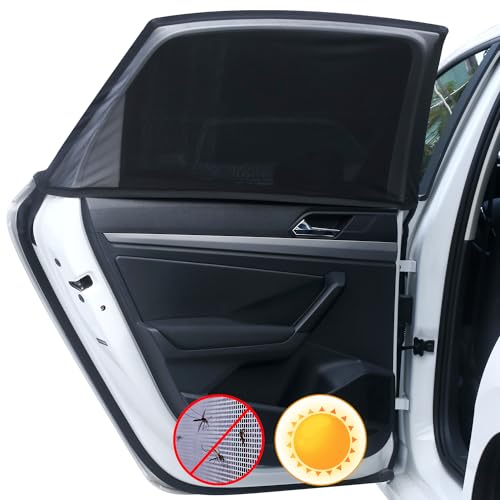 Car Window Shades,Highly Elastic Universal Car Rear Side Window Screen Mosquito Net Covers for 96% of Cars SUVs,Anti-Sun Glare, Reduce UV Rays, Privacy Protection（2 Pack） - Medium-(For 96% Car and SUV)