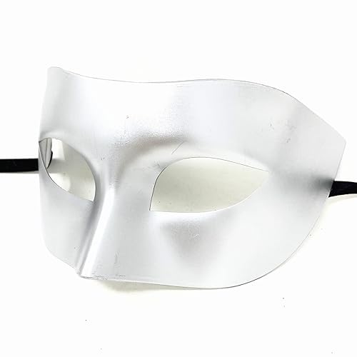 STORM BUY Masquerade Mask Mardi Gras Masks for Men Halloween Costume Burlesque Cosplay Steampunk Venetian Party Mask - Plain Silver