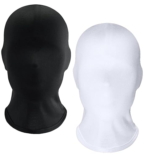 Joukavor 2 Pieces Zentai Full Face Mask Halloween Spandex Hood Mask for Unisex Cosplay - Black&white