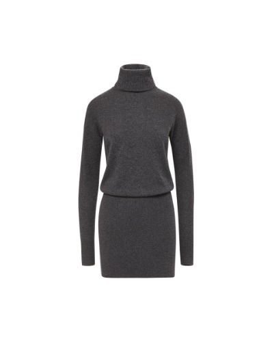 Cassidy Merino Cashmere Turtleneck Dress | Charcoal / XL