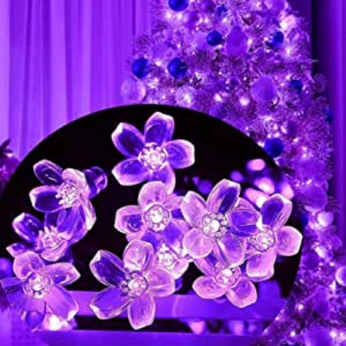 FULLBELL Fairy Lights, Purple Lights Room Decor Easter Decorations Flower String Lights 33 Feet 100LED 8 Modes LED Lights for Bedroom Wedding Party Indoor Outdoor String Lights Flower Lights (Purple) - Purple