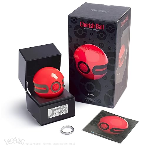 The Wand Company Original Poké Ball Authentic Replica - Realistic, Electronic, Die-Cast Poké Ball with Display Case Light Features – Officially Licensed by Pokémon (Cherish Ball) - Cherish Ball