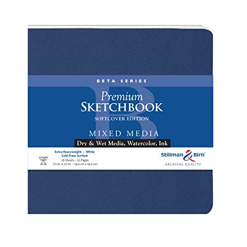 Stillman & Birn Beta Series Softcover Sketchbook, 5.5" x 8.5", 270 gsm (Extra Heavyweight), White Paper, Cold Press Surface - 8" x 10" 270 gsm (Extra Heavyweight) White