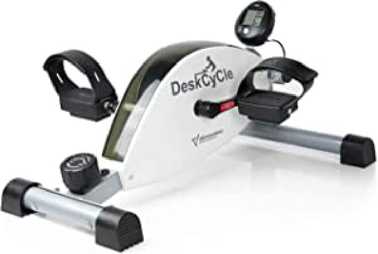 DeskCycle Under Desk Bike Pedal Exerciser - Mini Exercise Bike Desk Cycle, Leg Exerciser for Physical Therapy & Desk Exercise - Adjustable Leg and Standard Versions - White Standard Height