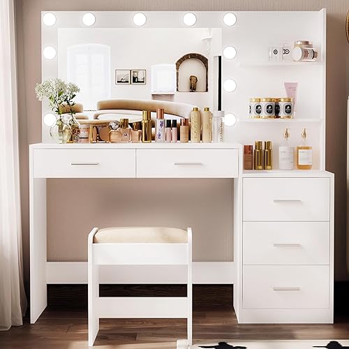 Makeup Vanity Set with Lights and Mirror