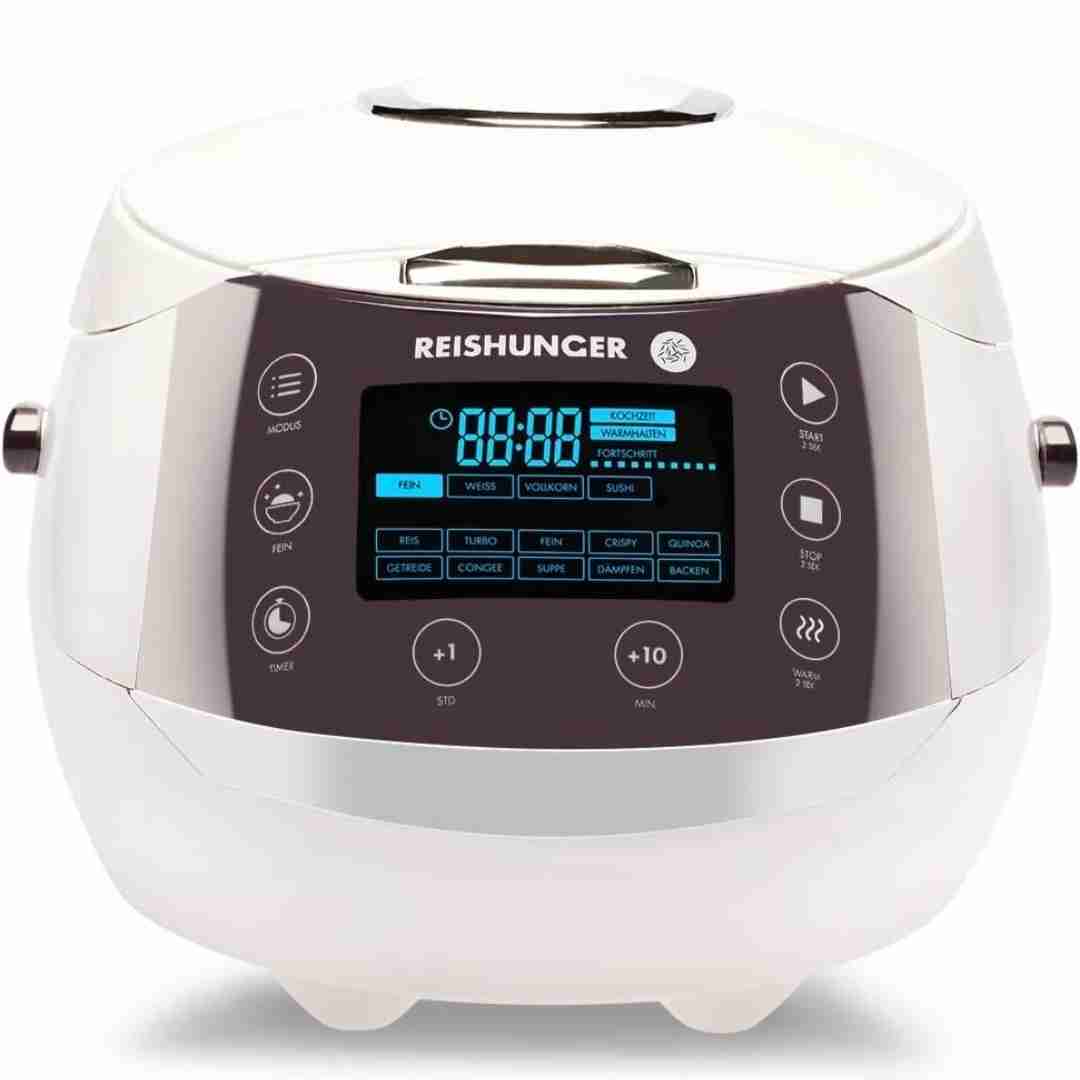 Reishunger Digital Rice Cooker 1.5L, 860W, 220V Multi-Purpose Cooker with 12 Programmes, 7 Phase Technology, Premium Inner Pot, Timer and Warming Function - Rice for up to 8 People