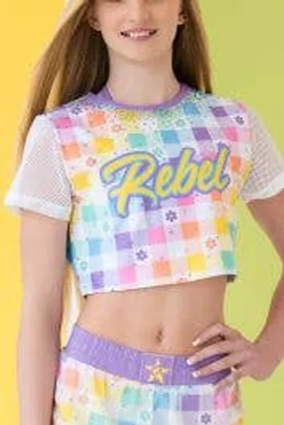 Cropped Tee in Pastel Picnic