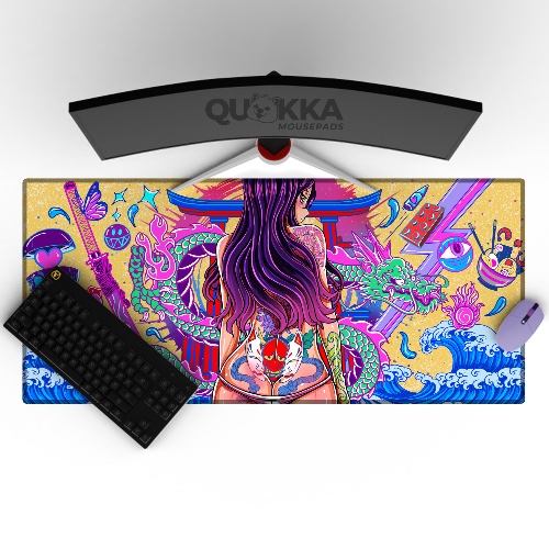 Tattooed Anime Girl Design Mousepad Deskmat - 22x18cm / 2mm / Colour Stitched