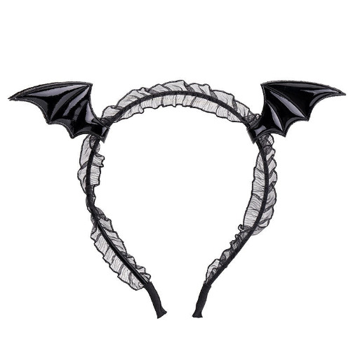 Headband with Lace Wings - Black