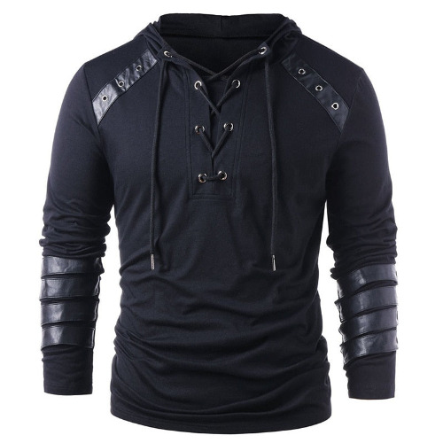 Lace Up Top with Medieval Style - black / XXL / medieval shirt