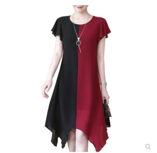 Red and Black Grunge Dress with Black Cherry Print - Picture Color / XXL