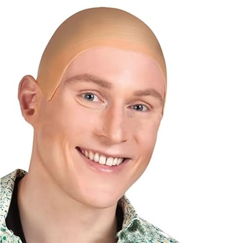 Bald Cap for Adults Cosplay Hat Latex Makeup Bald Head Wig Cap Fake Bald Wig Costume Accessory for Adults Men Women Halloween Party