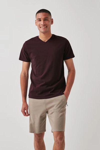 Dark Burgundy Red Next Essential V-Neck T-Shirt