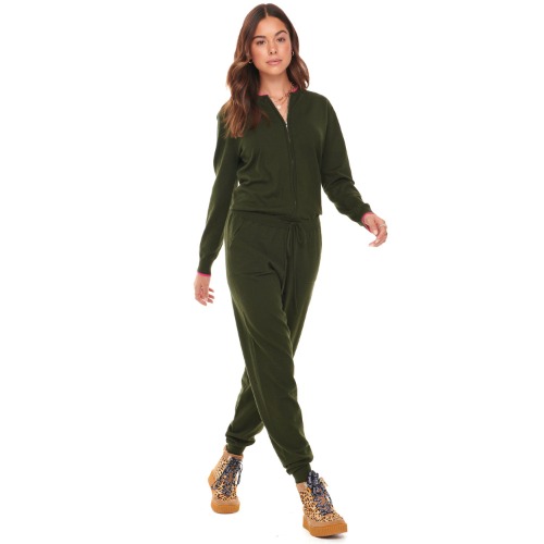 Khaki Knit Jumpsuit | M