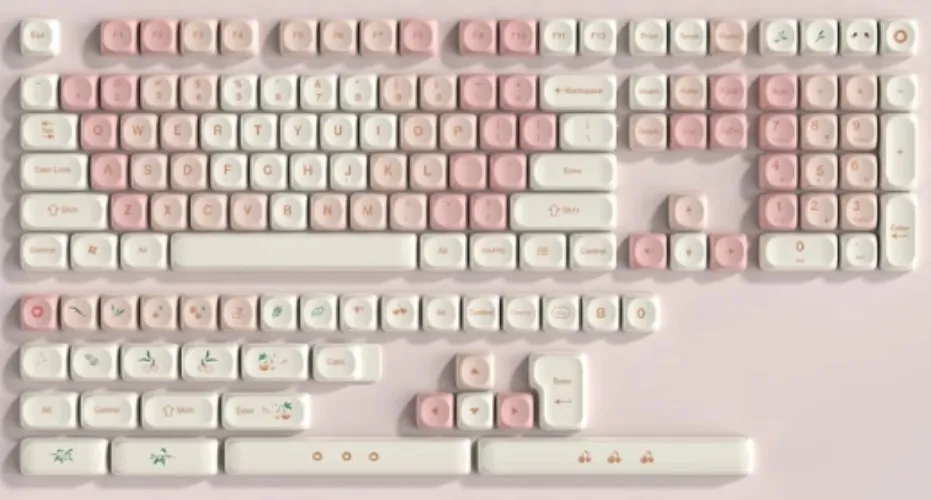 Pink Cherry MX Switch Keycaps, 143 Chaves, Cereja, Perfil de MOA, PBT Keycaps,