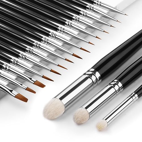Miniature Paint Brushes with Drybrush Set for Miniature Painting,18PCS Fine Detail Paint Brush Dyrbrush for Miniatures Citadel Model Paint Brushes for Citadel Model Painting