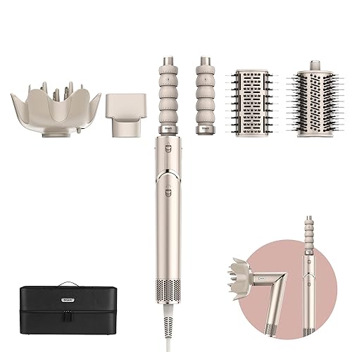 Shark FlexStyle 5 in 1 Air Styler & Hair Dryer Car Wrap Hair Rollers Flat Brush Oval Brush Nozzle Attachment Diffuser Storage Bag No Thermal Damage Champagne