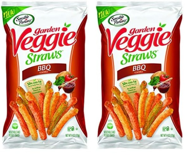 Sensible Portions Garden Veggie Straws, BBQ, 6 Oz (Pack of 2) - Barbecue - 6 Ounce (Pack of 2)