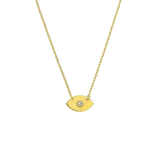 Modern Evil Eye Necklace - 14K Yellow Gold