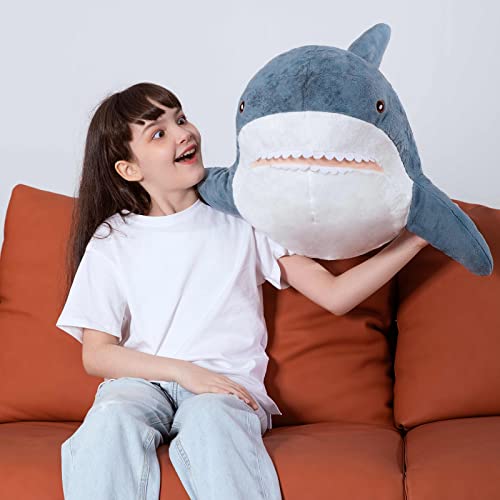 MorisMos Giant Stuffed Animal Shark Plush, Shark Stuffed Animal Large, Soft Shark Pillow Stuffed Toy for Kids, 32in - X-Large - Blue